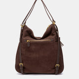 Bolso multifuncional en serraje marrón