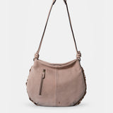 Bolso de hombro en piel con flecos beige