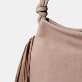 Bolso de hombro en piel con flecos beige