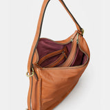 Bolso multifuncional en piel cognac