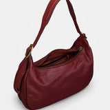 Bolso de hombro en piel burdeos