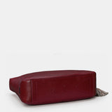 Bolso de hombro en piel troquelada burdeos