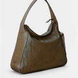 Bolso de hombro en piel troquelada verde