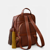 Mochila en piel troquelada cognac