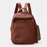 Mochila en piel troquelada cognac