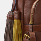 Mochila en piel troquelada cognac