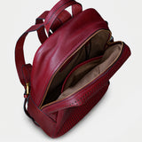 Mochila en piel troquelada burdeos