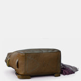 Mochila en piel troquelada verde