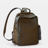Mochila en piel troquelada verde