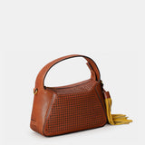 Bolso de mano en piel troquelada cognac