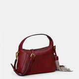 Bolso de mano en piel troquelada burdeos