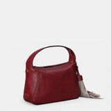 Bolso de mano en piel troquelada burdeos