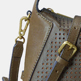 Bolso de mano en piel troquelada verde