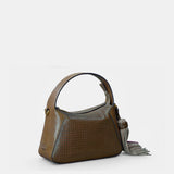 Bolso de mano en piel troquelada verde