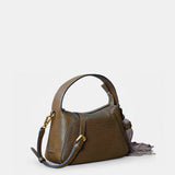 Bolso de mano en piel troquelada verde