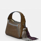 Bolso de mano en piel troquelada verde