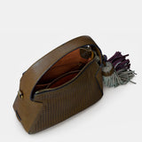 Bolso de mano en piel troquelada verde