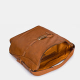 Cognac leather shoulder bag.