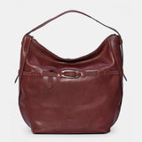 Burgundy leather shoulder bag.