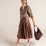 Burgundy leather shoulder bag.