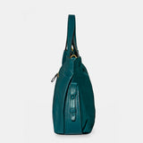Blue suede shopper bag.