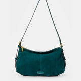 Borsa a spalla in camoscio blu.