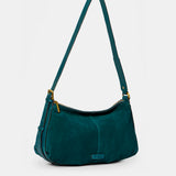 Borsa a spalla in camoscio blu.