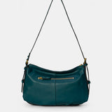 Borsa a spalla in camoscio blu.