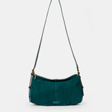 Borsa a spalla in camoscio blu.