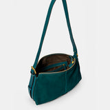 Borsa a spalla in camoscio blu.