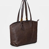 Braune Leder-Shopper.