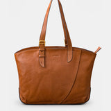 Cognacfarbenes Shopper-Tasche aus Leder.