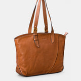 Cognacfarbenes Shopper-Tasche aus Leder.