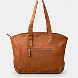 Cognacfarbenes Shopper-Tasche aus Leder.