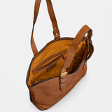 Cognacfarbenes Shopper-Tasche aus Leder.