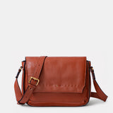 Bandolera en piel cognac