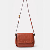 Bandolera en piel cognac