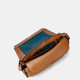 Bandolera en piel cognac