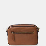 Bandolera pequeña en piel cognac