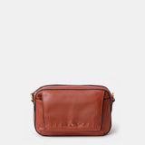 Bandolera pequeña en piel cognac