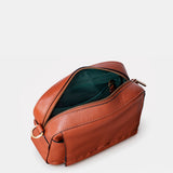 Bandolera pequeña en piel cognac