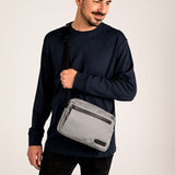 Men's crossbody bag in grey recycled materials