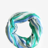 Women's viscose scarf with turquoise striped print