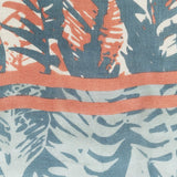 Pañuelo de mujer de viscosa con print hojas en azul