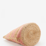 Medium women's basket in striped raffia in pink