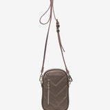 Women's mobile phone bag in brown felt