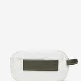 Beige jacquard women's toiletry bag