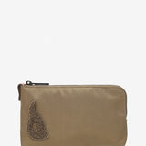 Women's flat toiletry bag in camel recycled materials