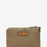 Women's flat toiletry bag in camel recycled materials