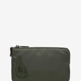 Flat women's toiletry bag in green recycled materials